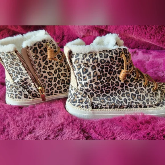 Sperry Leopard Print High-Top Sneakers with Faux Fur - Picture 4 of 4